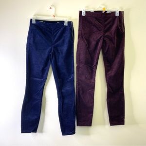 2 Pair Velvet Gap Legging Trouser Pants Size 27R EUC Blue and Burgundy